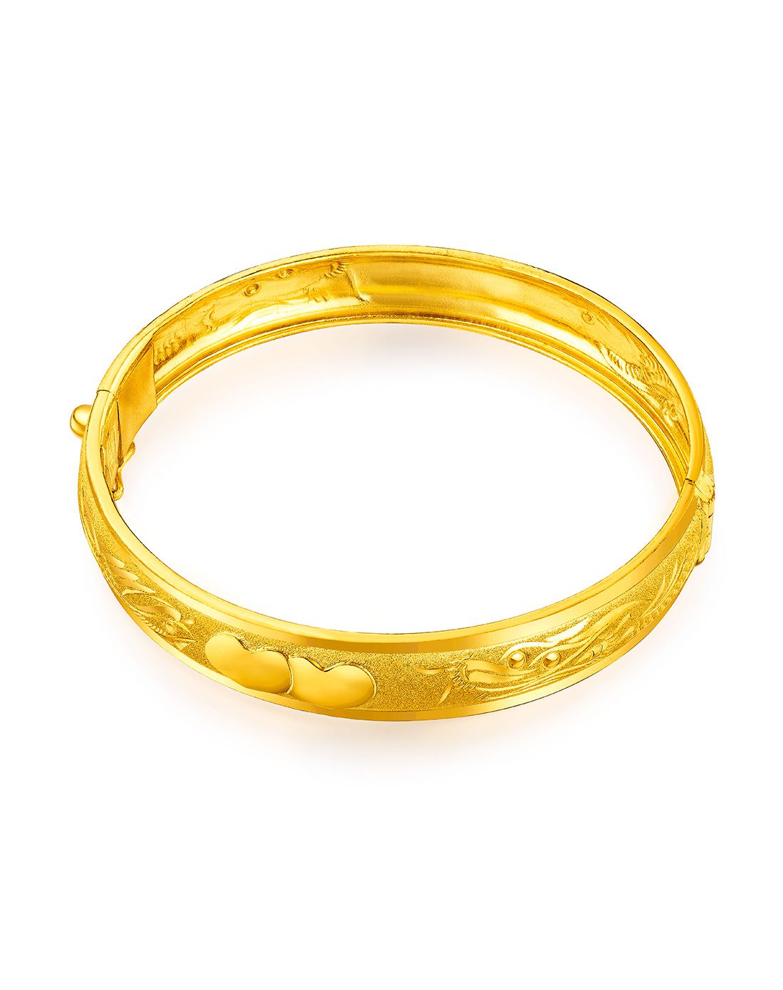 六福珠宝 足金龙凤婚嫁黄金手镯(计价)