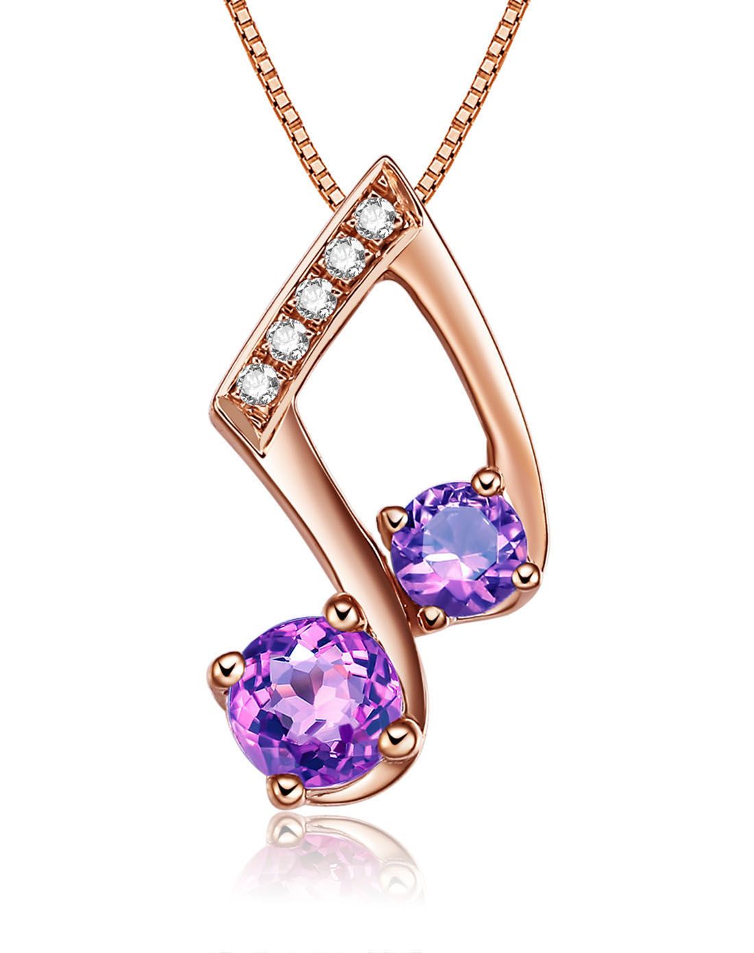 18k金镶钻紫水晶吊坠