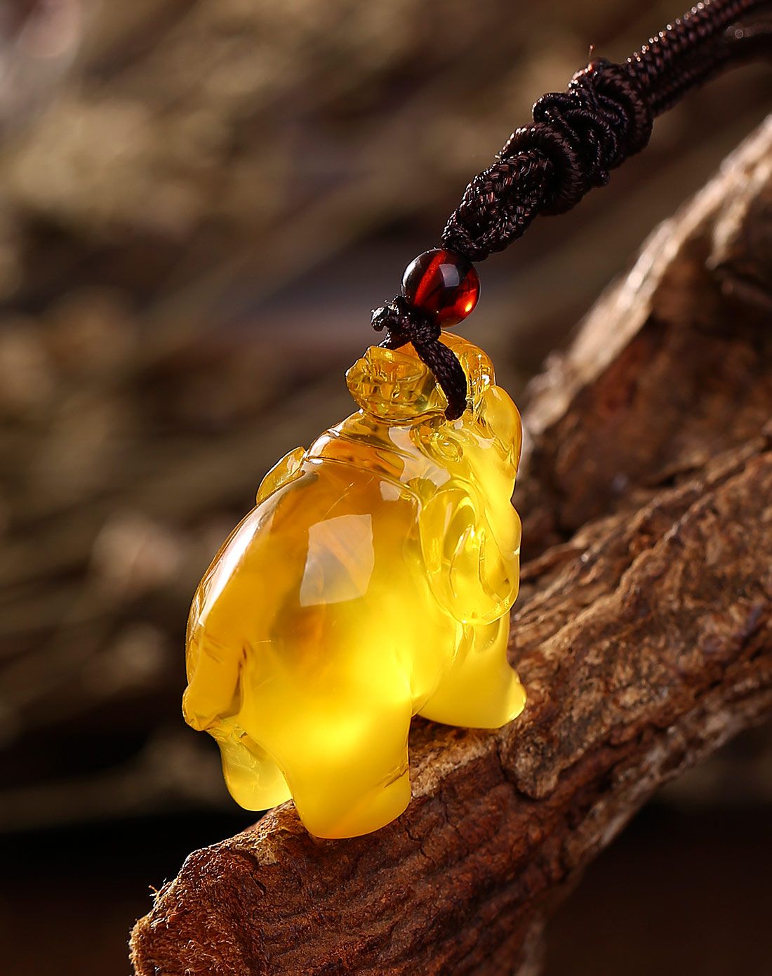 昊天琥珀百业兴旺大象蜜蜡项链附证书h11602a022_唯品会