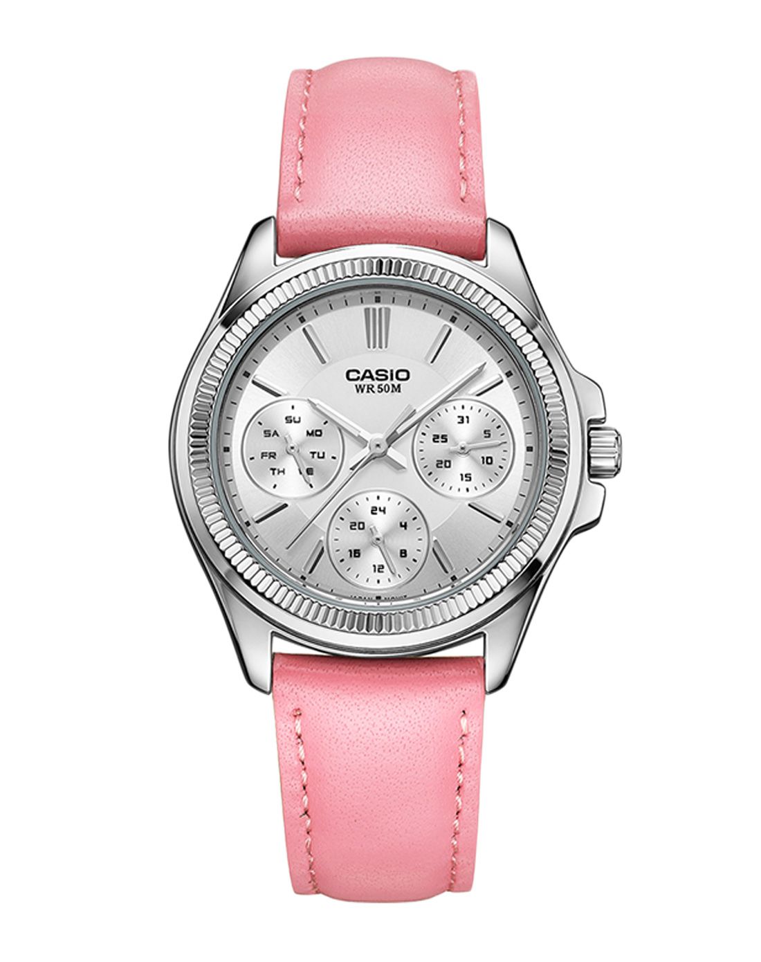 casio 指针系列都市三眼女士石英表