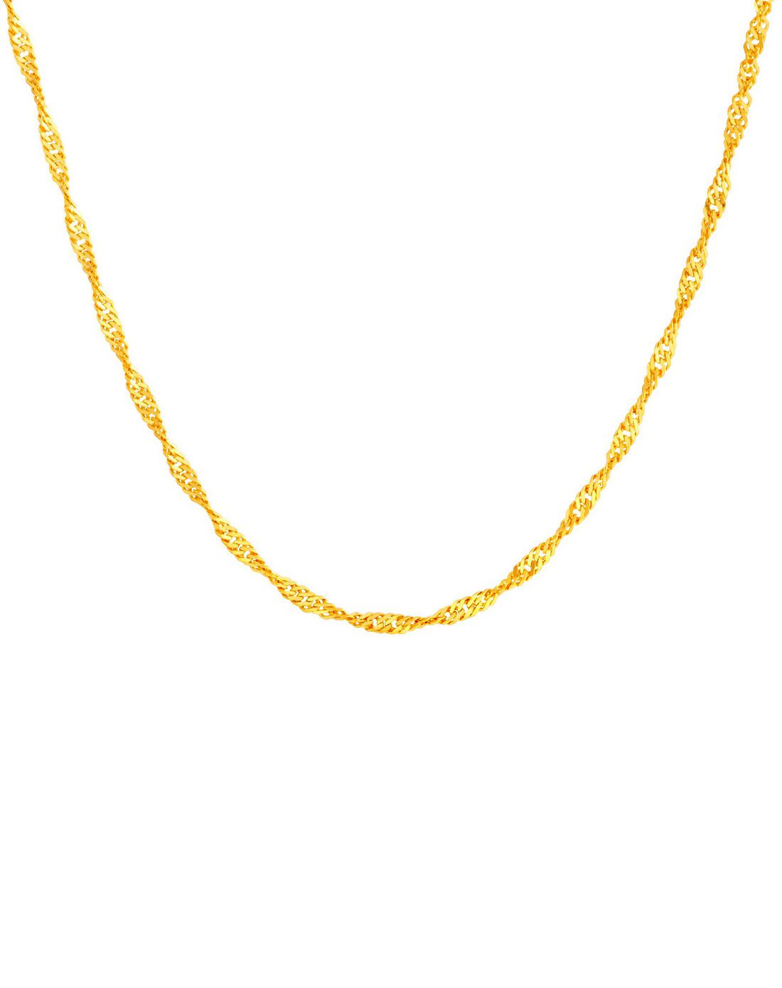 六福珠宝 足金45cm百搭水波纹黄金项链