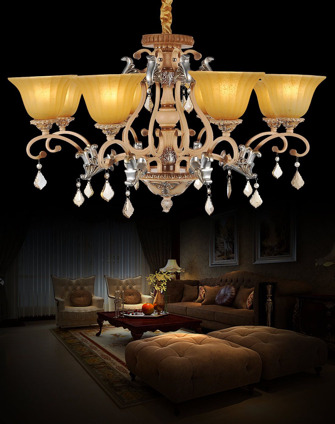 奢华欧式树脂吊灯8头ys213