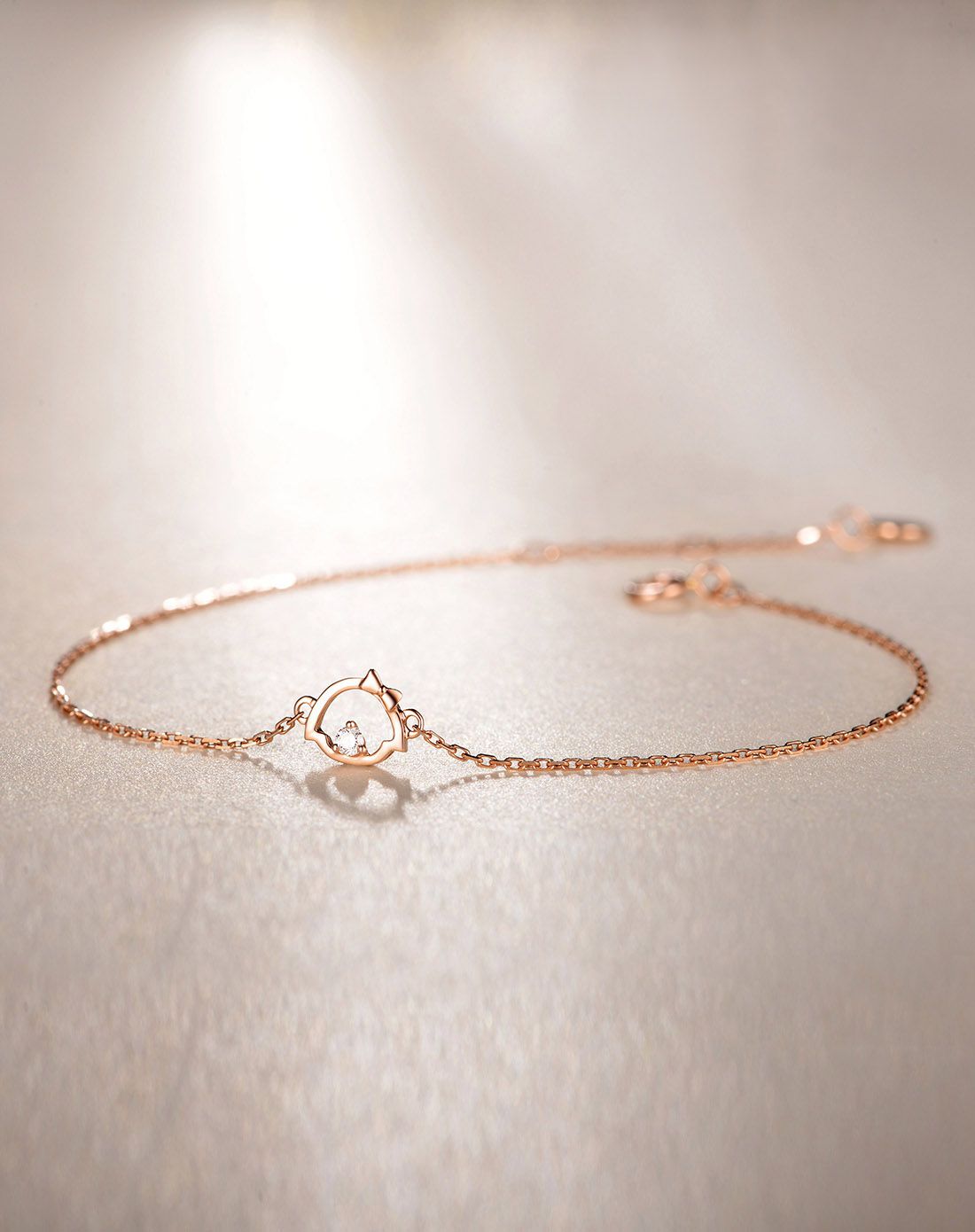 佐卡伊 樱桃小丸子系列玫瑰18k金钻石手链