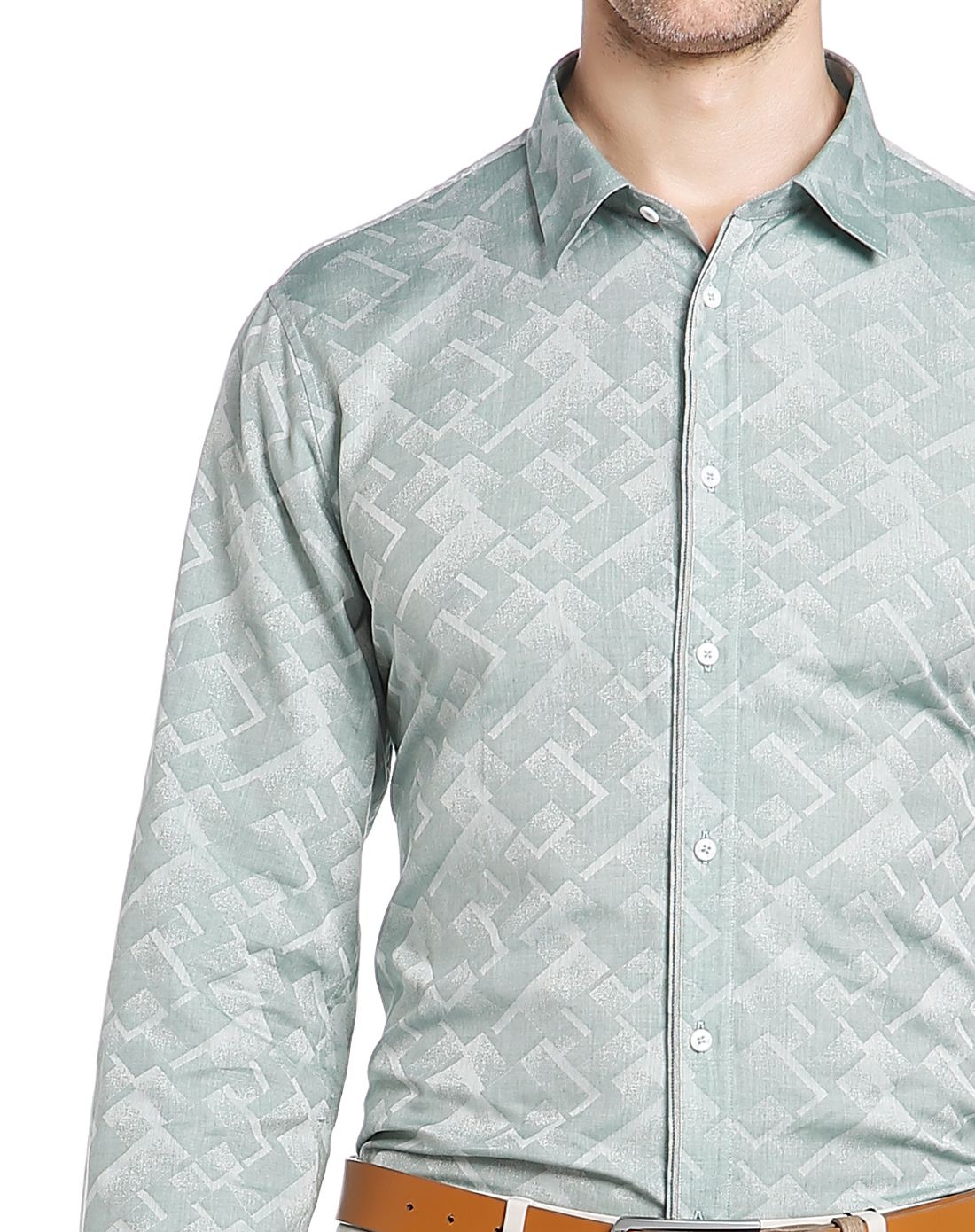 灰/绿色气质帅气长袖衬衫