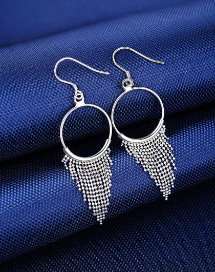 925银流苏耳坠 时尚民族风