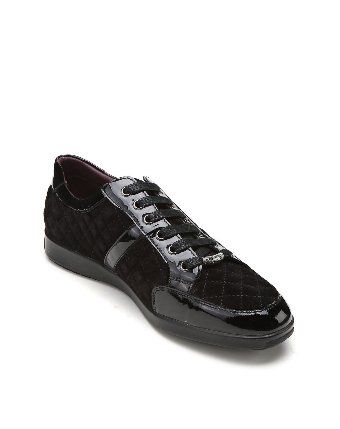 皇冠crown黑色牛皮时尚休闲单鞋434211511_唯品会