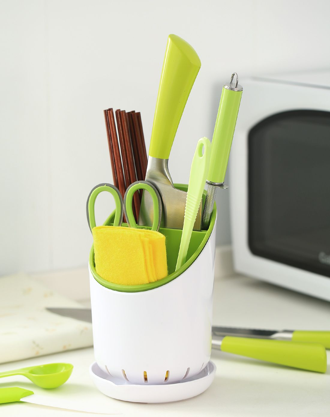 绿色多功能筷子刀具沥水架