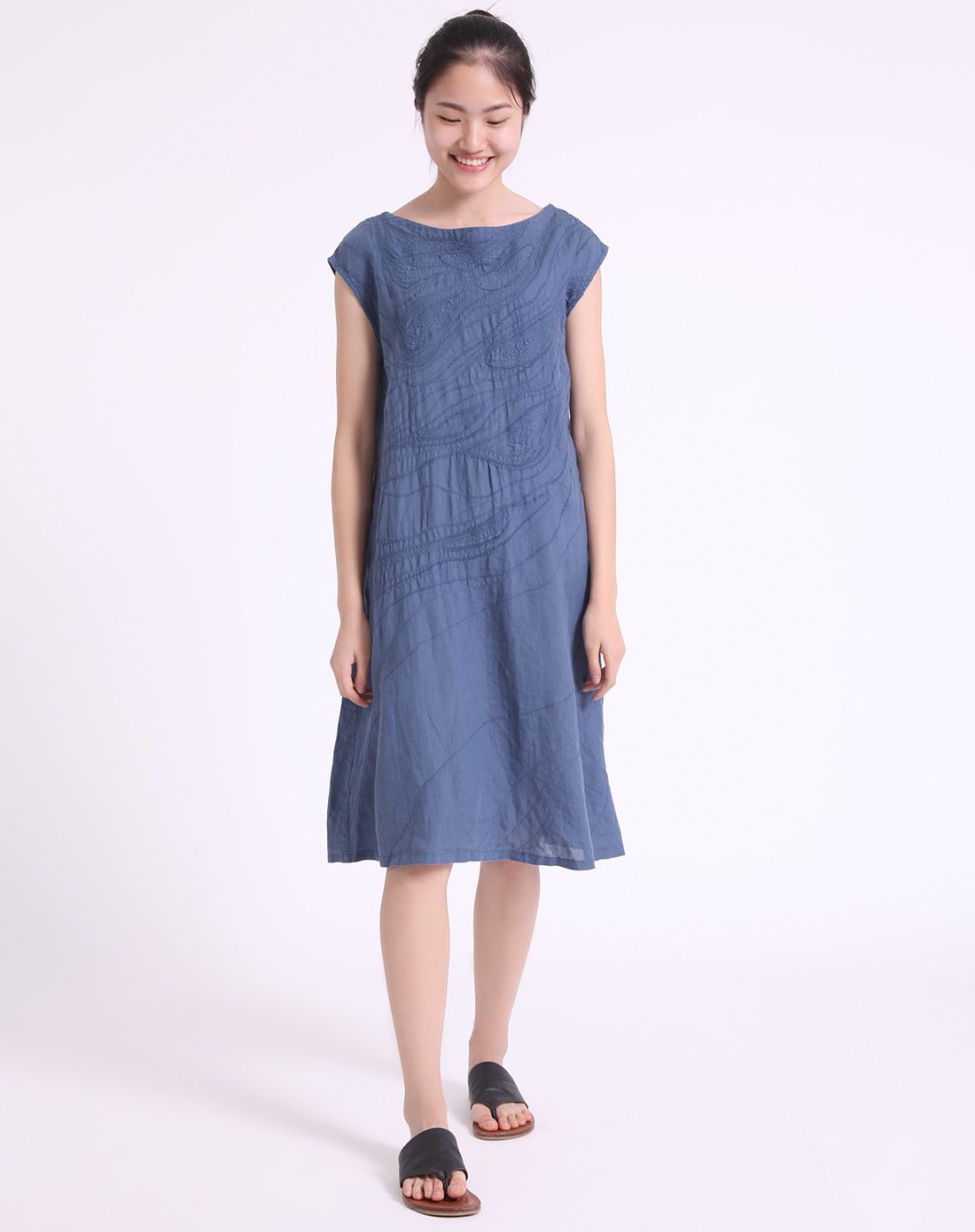 言茶yencha女装专场 yencha言茶苎麻宽松套头连衣裙