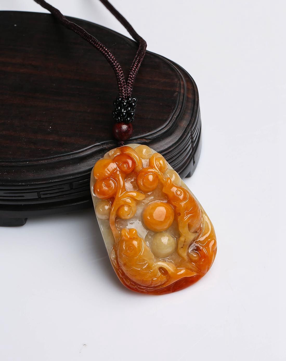 糯种黄皮金玉满堂天然a货翡翠吊坠