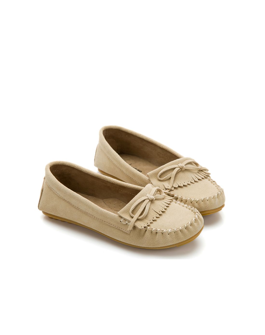 新品沙色牛皮平底牛筋底豆豆鞋女鞋