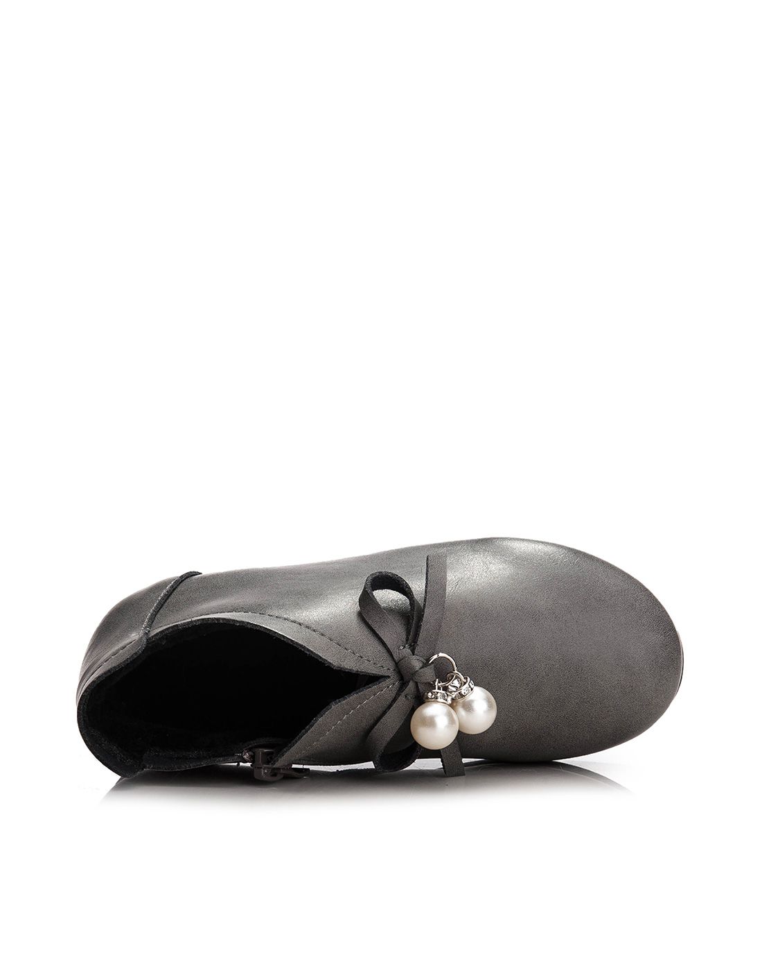 女童秋冬新款灰色小蝴蝶珍珠公主皮鞋(23-36)