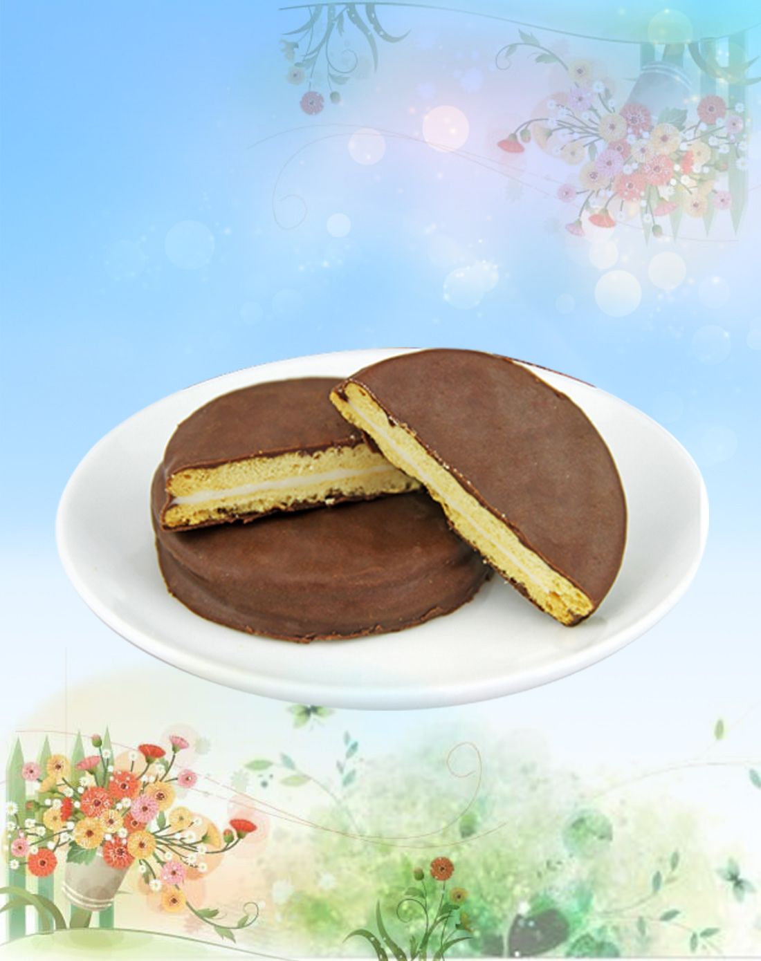 (3份起售)巧贝特 巧克力裹衣夹心饼干香草牛奶味180g盒装