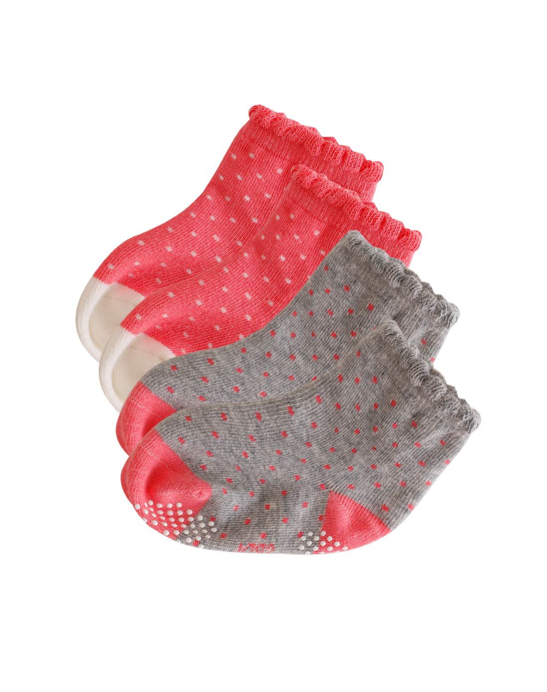 女童粉红盒装点点袜(2双装)