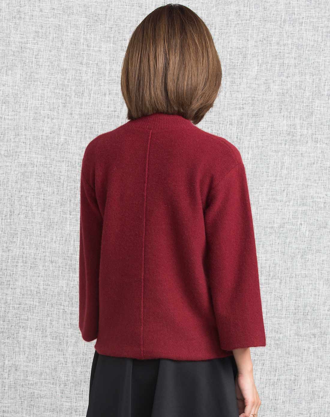 红莲honglian羊绒女式深红色100%山羊绒高领套衫rlw15-522123_唯品会