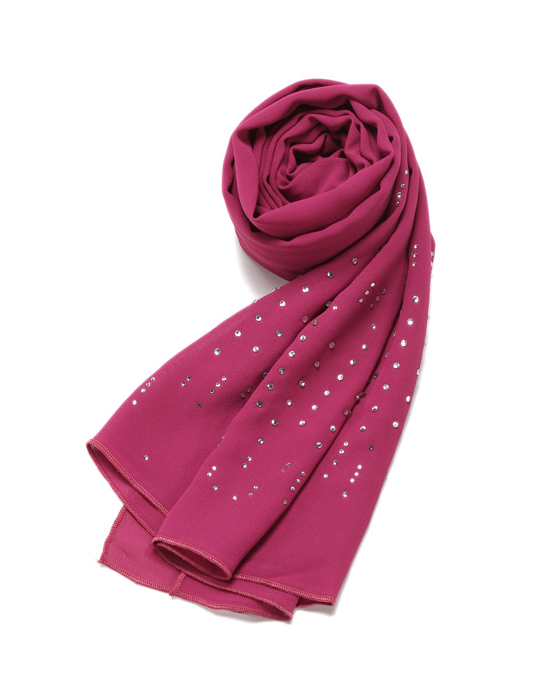 红色蕾丝烫钻时尚围巾