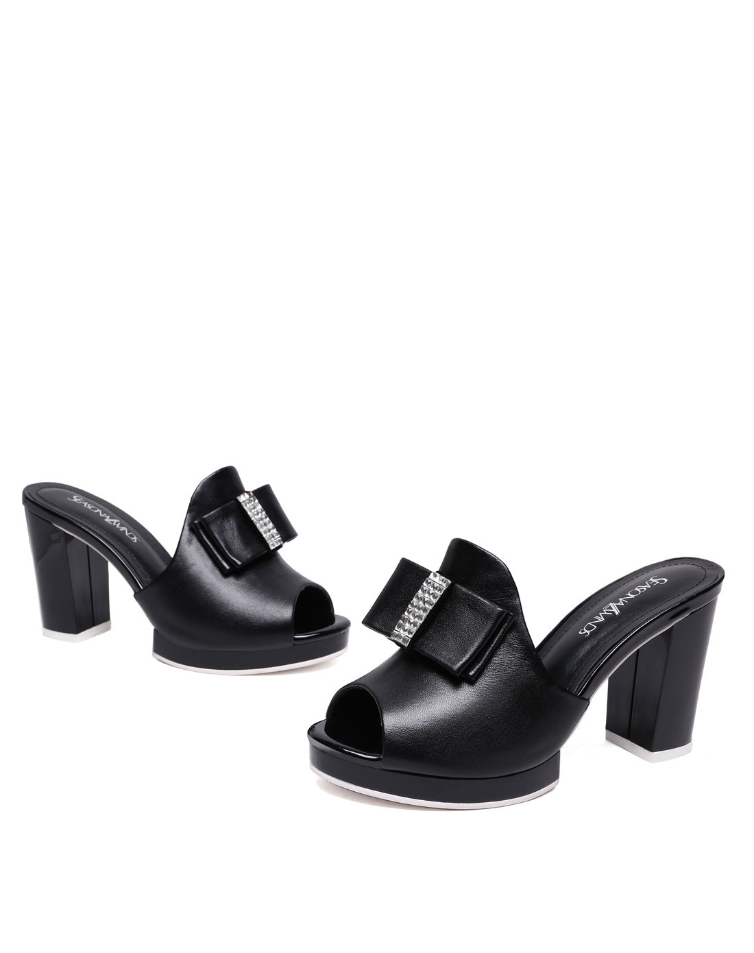 四季风&诗风sesofo女鞋四季风黑色羊皮革商务凉拖5f794-01k01_唯品会