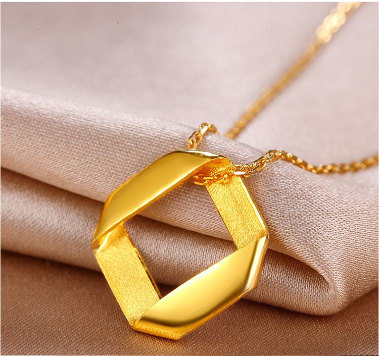 周六福 精品足金菱形简单黄金套链(含项链)