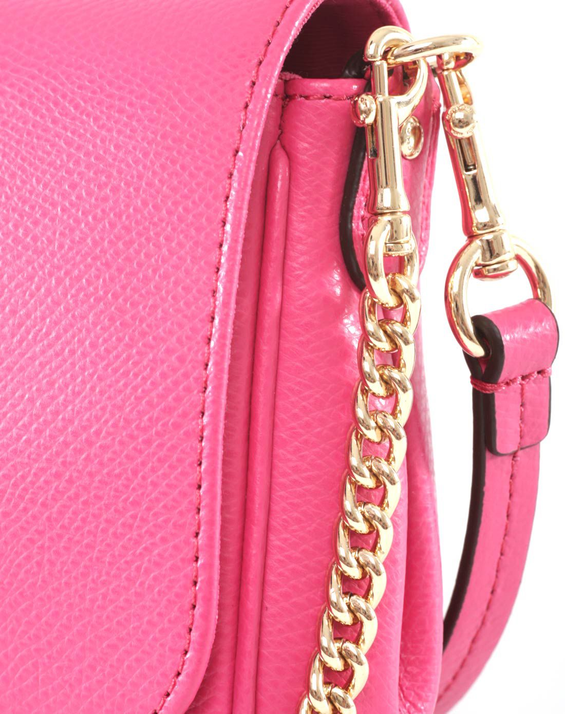 女士玫粉色纯皮链条斜挎包