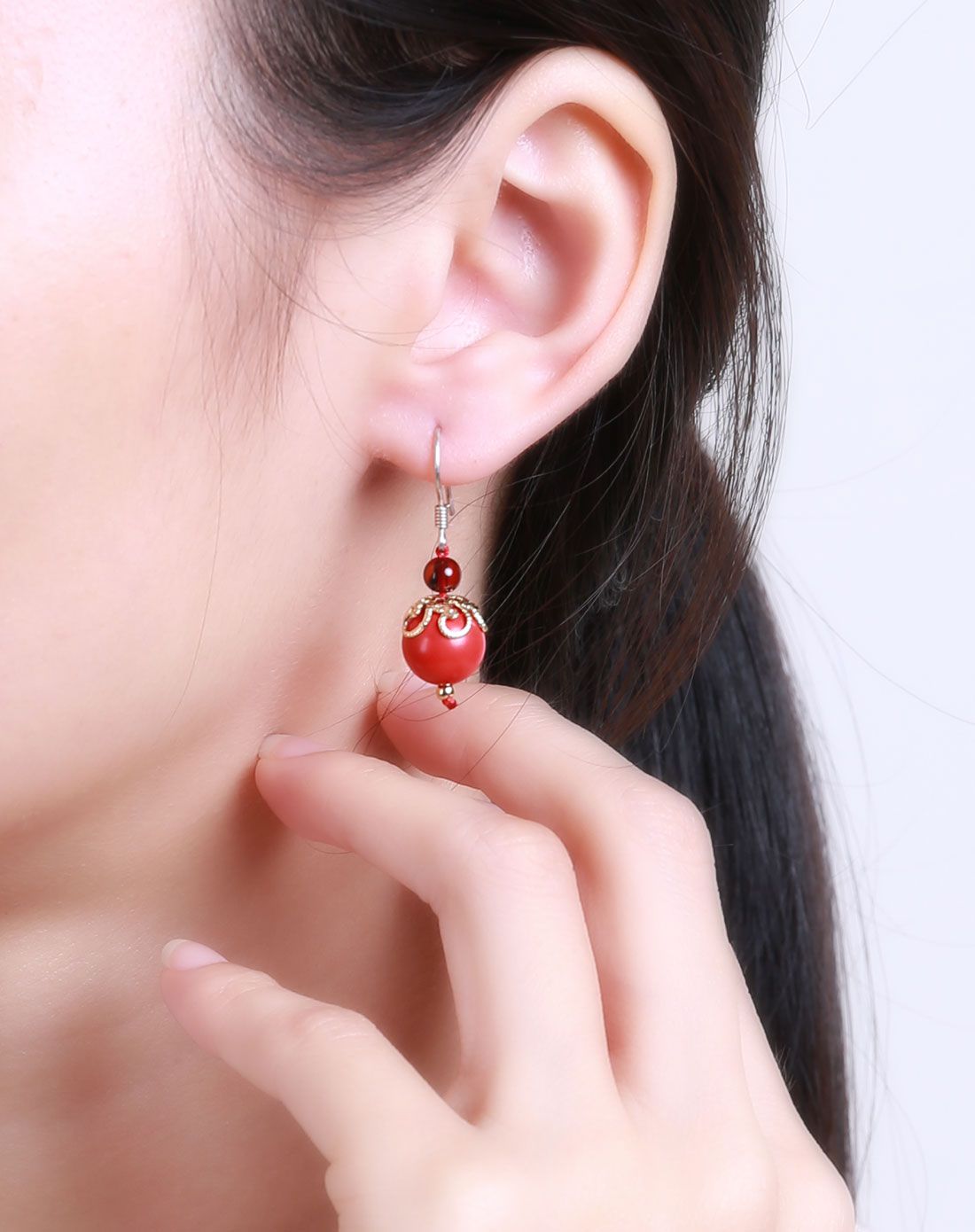 hwsa 赵薇代言-莺歌燕语朱砂耳环附证书