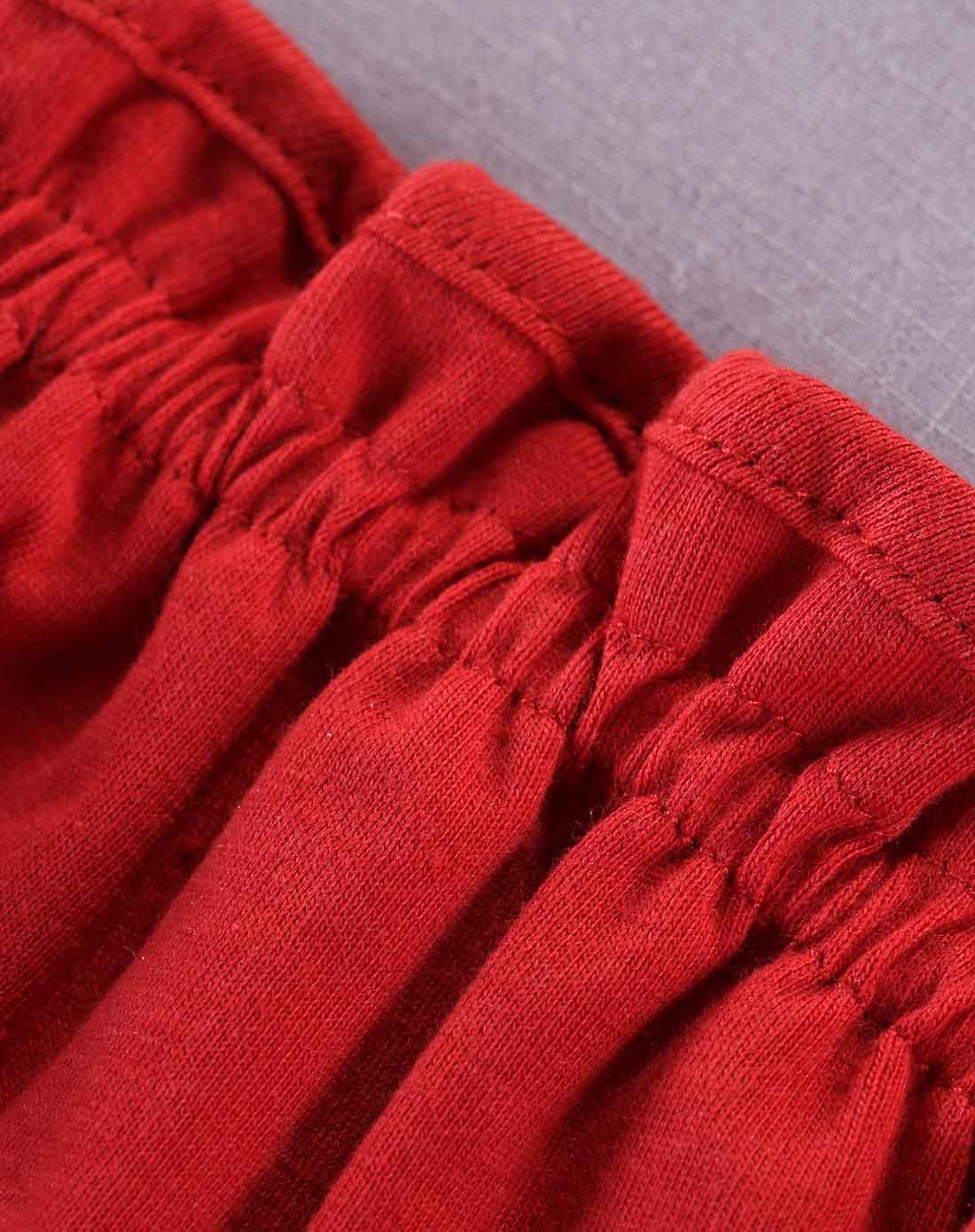 【两件起售】女童暖红色和妈妈去郊游防漏尿布裤