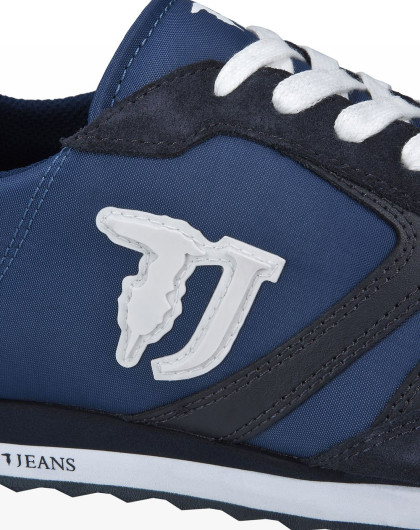 trussardi jeans男款tj贴布绒面拼接慢跑鞋