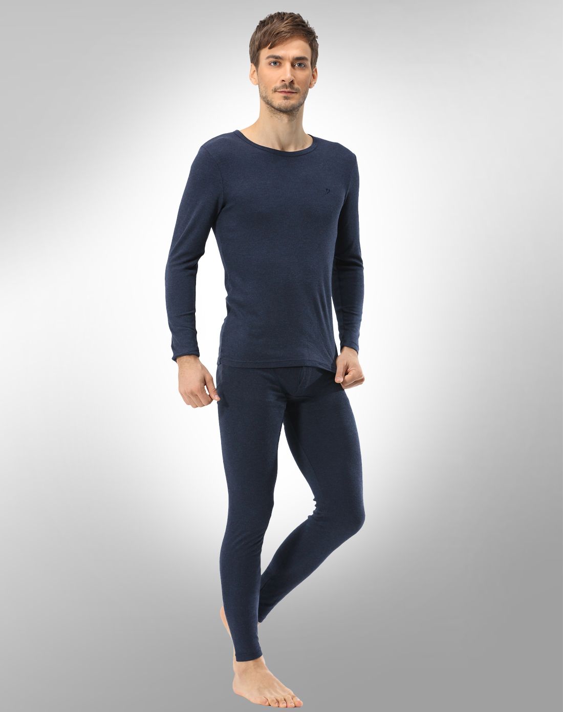 梦特娇男款炫彩亲肤内衣套装深海蓝