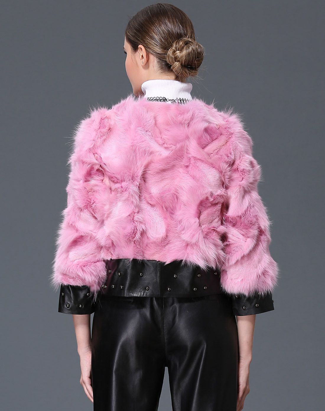 粉红色狐狸毛绵羊皮皮草