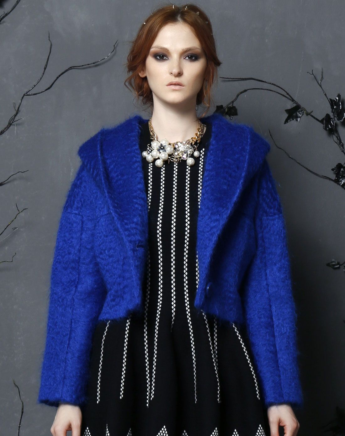 贵族蓝摩登贵族气质羊毛外套