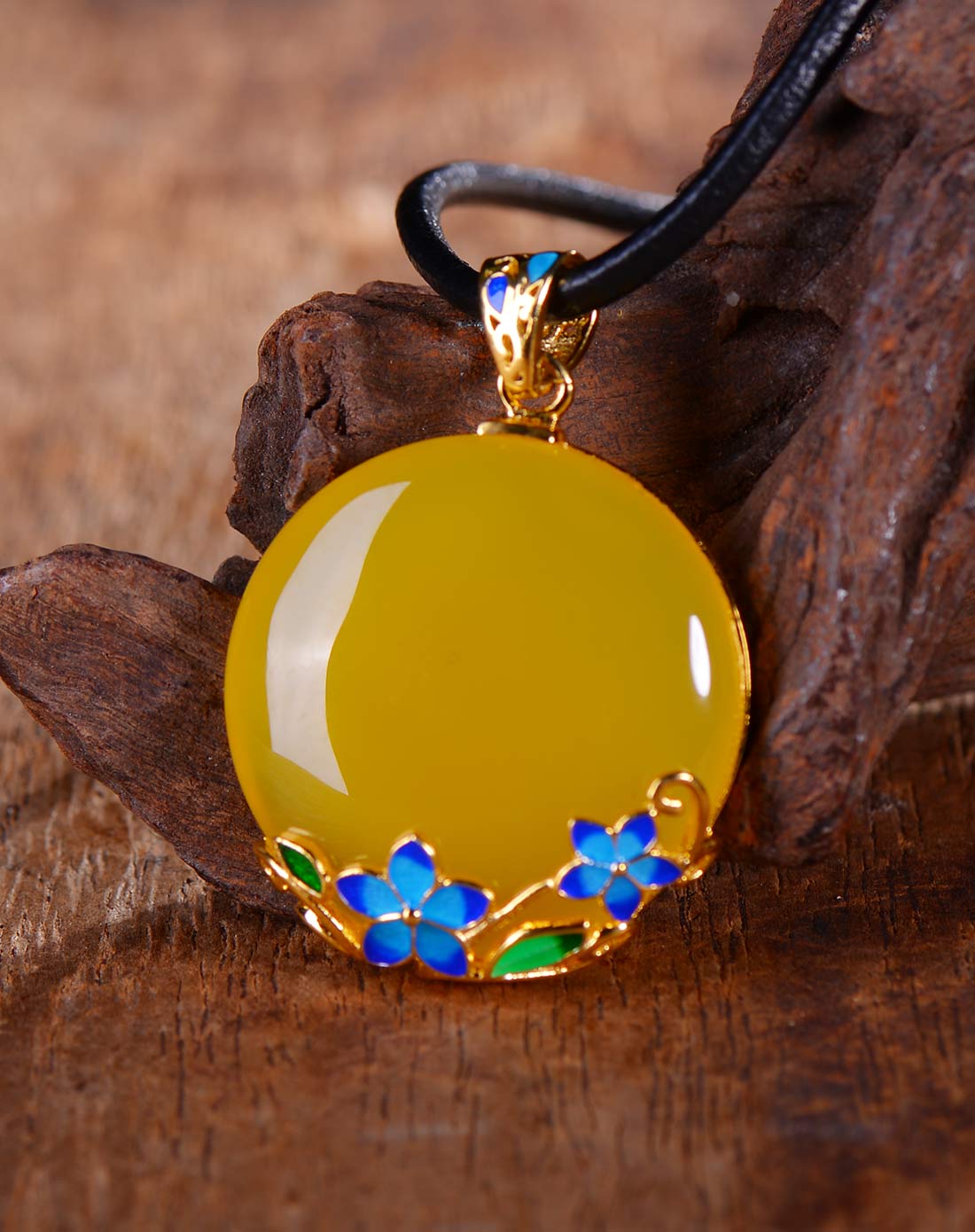 【新品】金玉玲珑·步生花玉髓吊坠 配皮绳