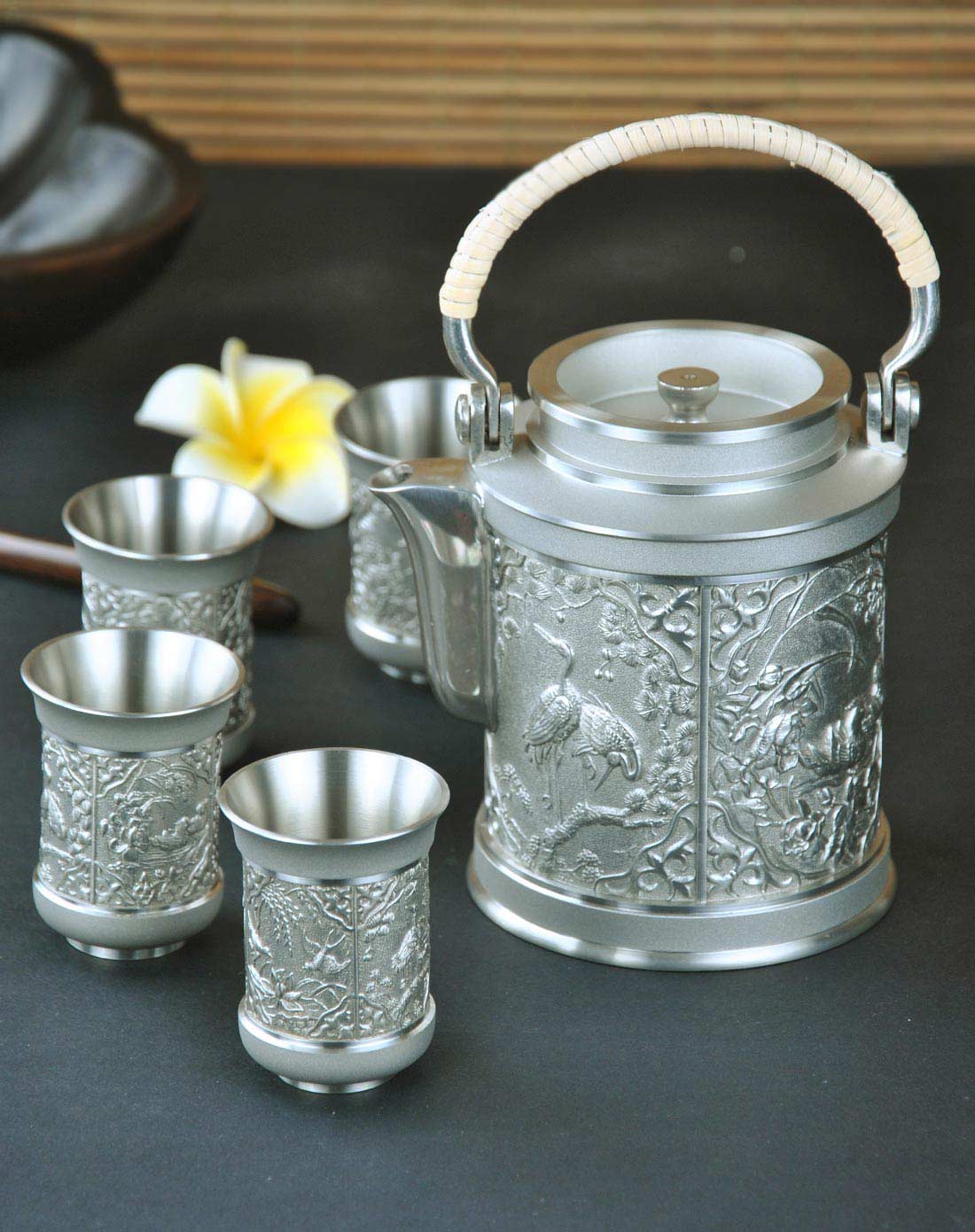 【泰国皇室特供】原装进口纯手工雕刻奢华锡器茶具盛世吉祥tp800sb