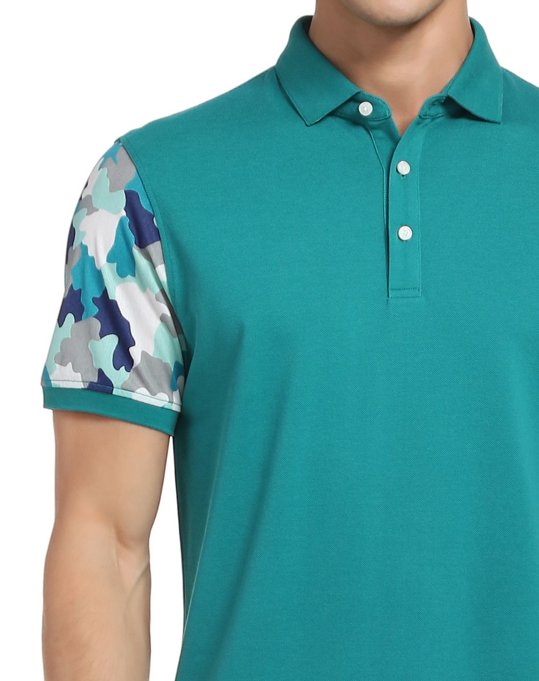 蓝绿色时尚简约短袖t恤