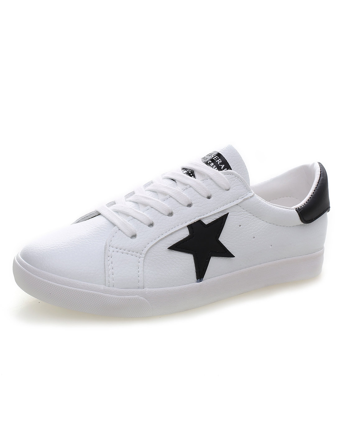 五角星印图 女款白黑青春活力系带板鞋