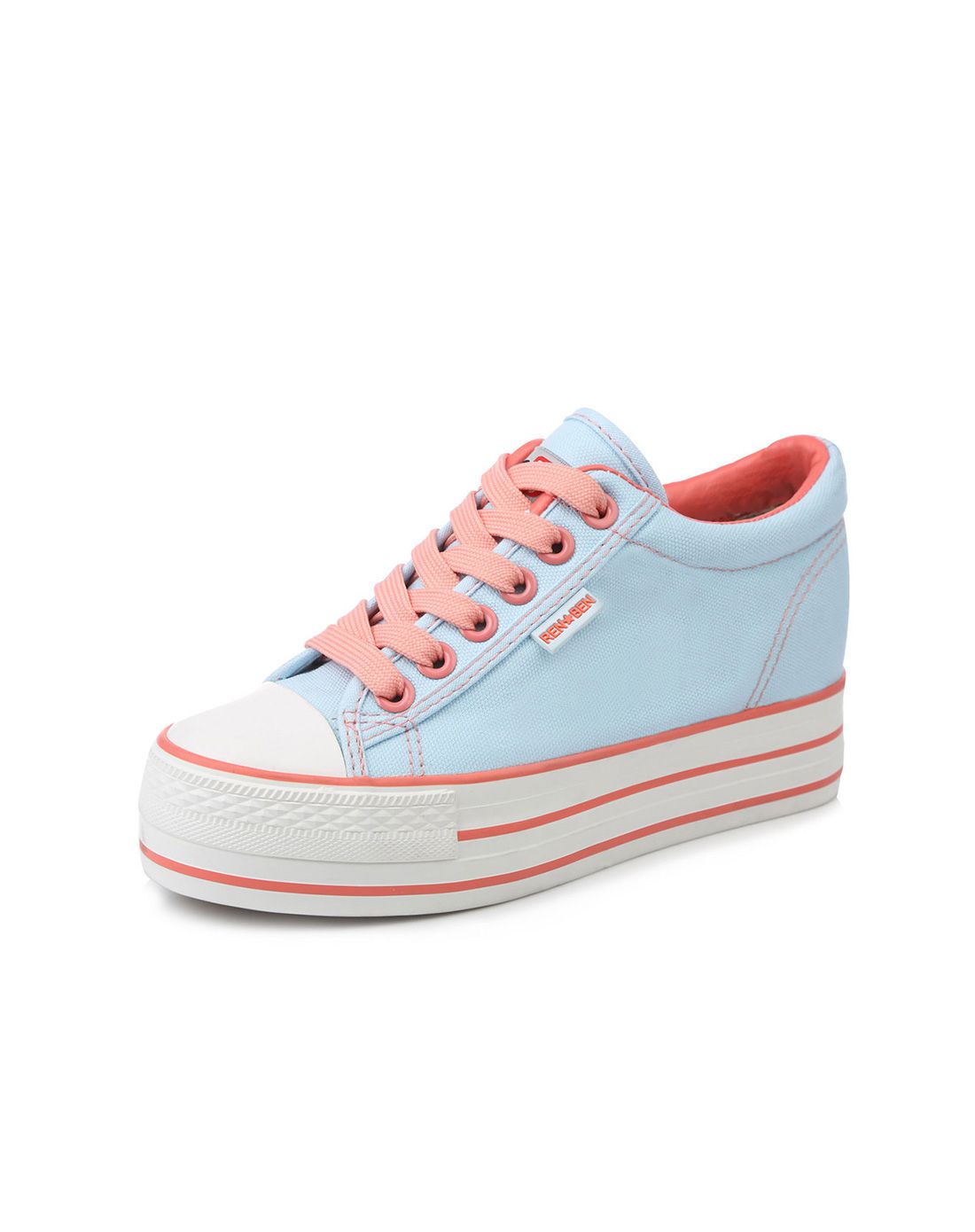 人本亲子休闲鞋专场纯色松糕 女款天蓝内增高鞋 时尚休闲370602_唯品