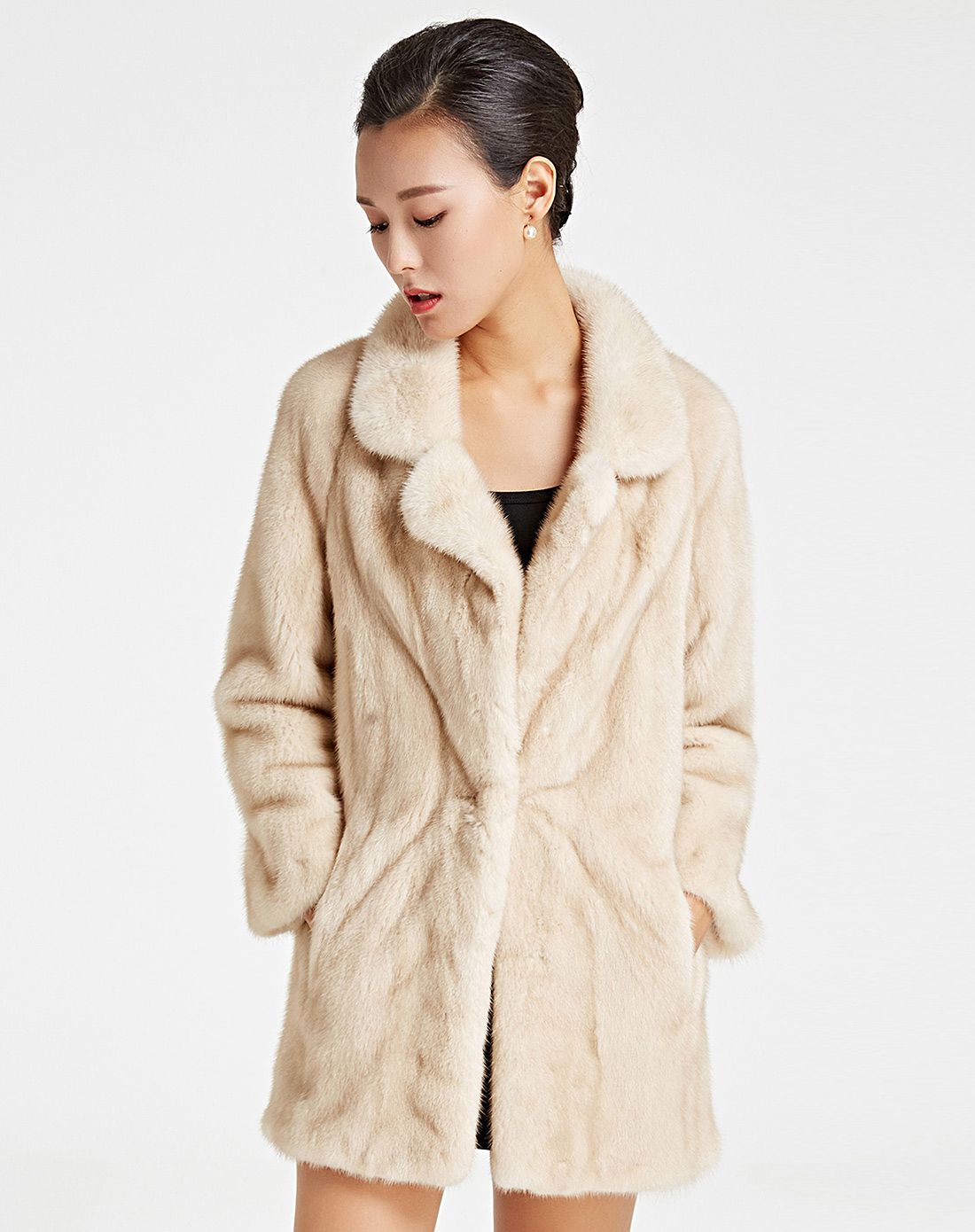 inju米黄色水貂奢华皮草女士外套ype-16213-00-xhf-米黄_唯品会