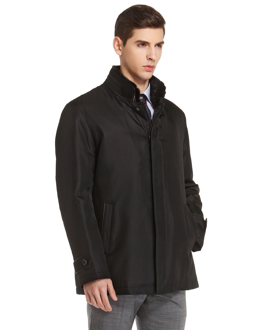 黑色尊贵时尚立领长袖尼克服