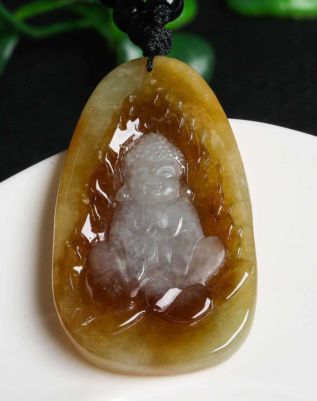 冰糯黄翡巧雕宝宝佛天然a货翡翠挂件