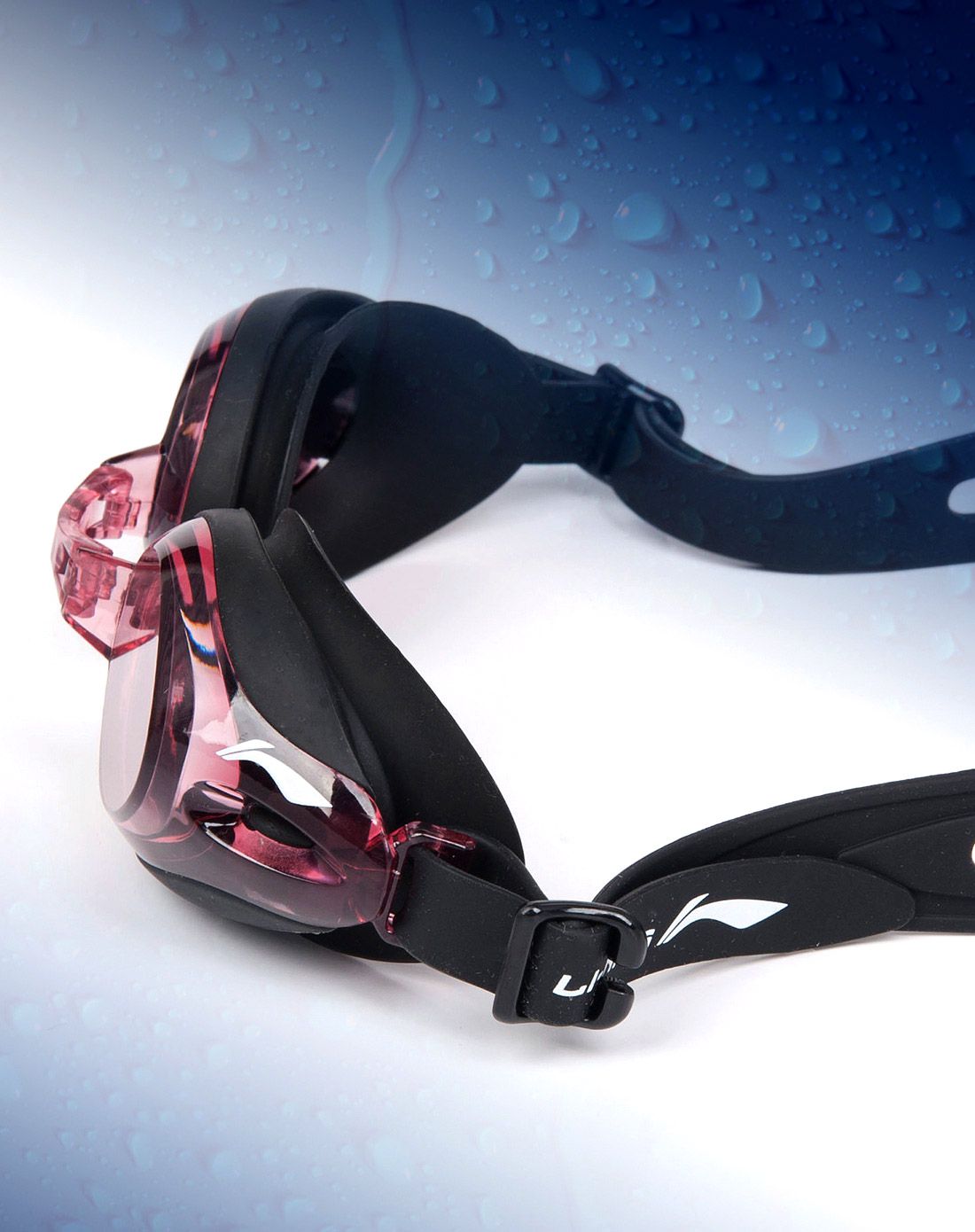 专业高清防水防雾枣红色游泳镜 柔软鼻桥