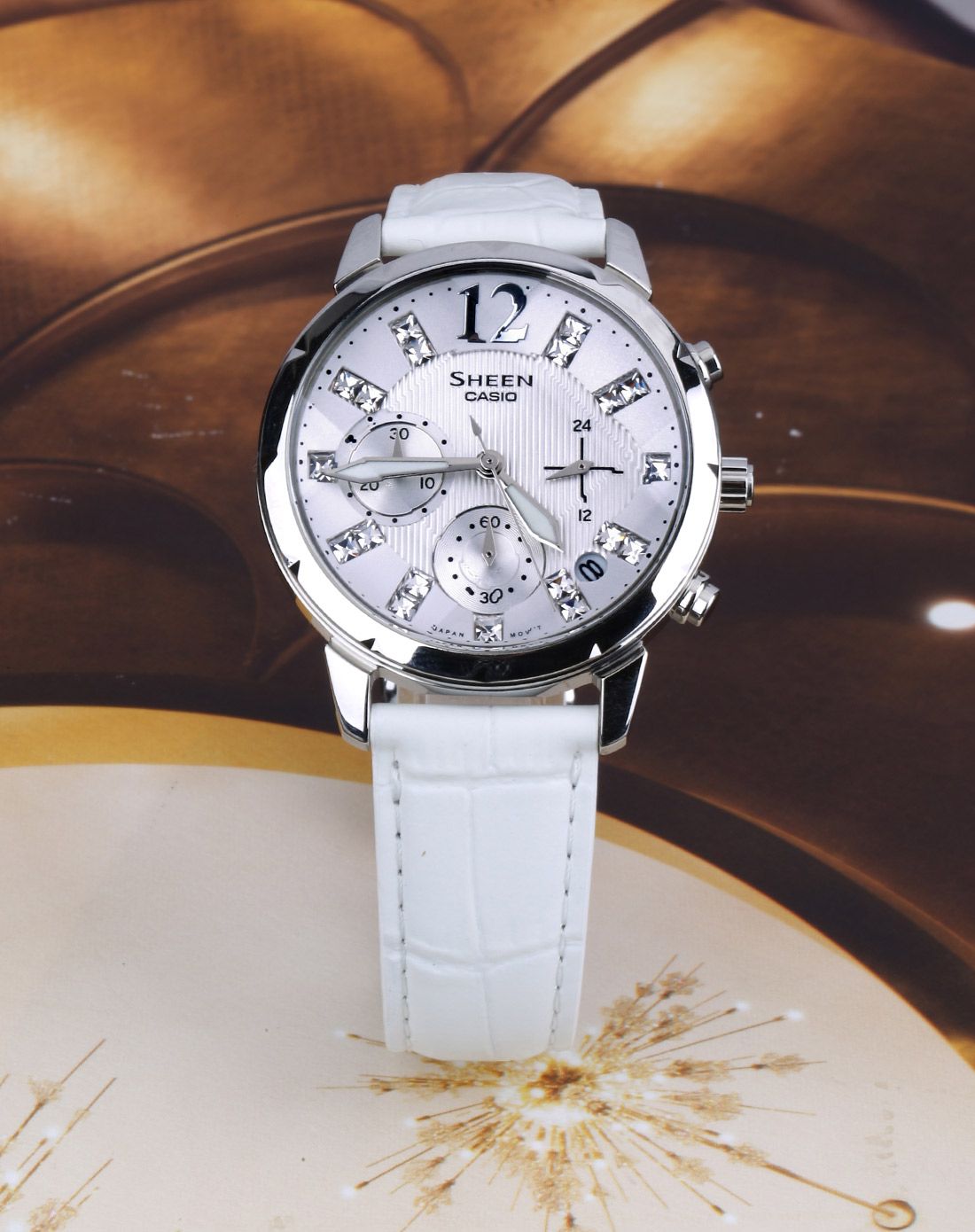 卡西欧casiosheen系列时尚镶钻石英女表shn-5010l-7apr_唯品会