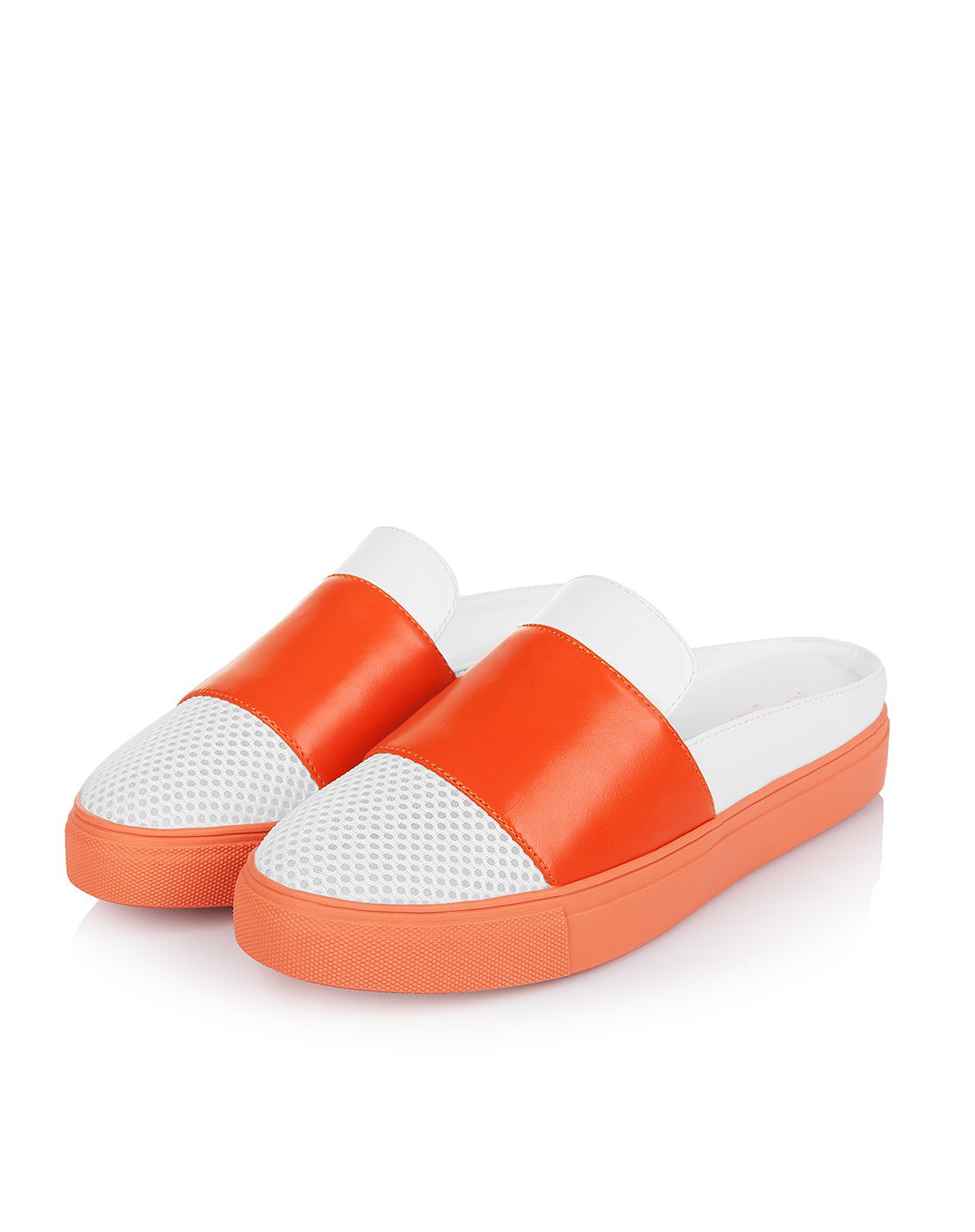 新款橘白色简约时尚凉鞋