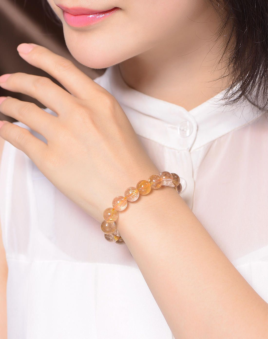 kmonado 金发晶10mm圆珠单圈手链附证书