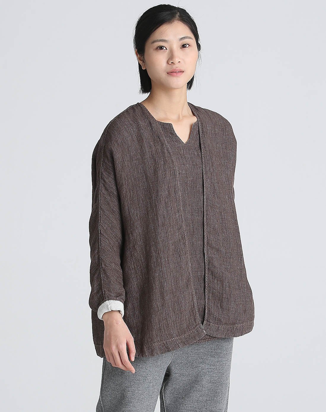 纯亚麻特种绣工艺日式开衫