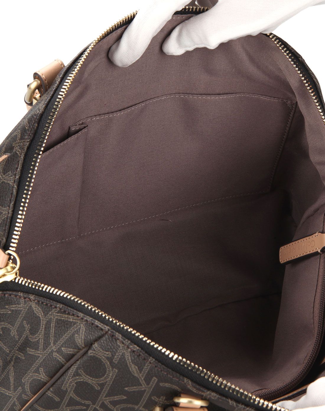 calvin klein女士深咖色时尚饺子包