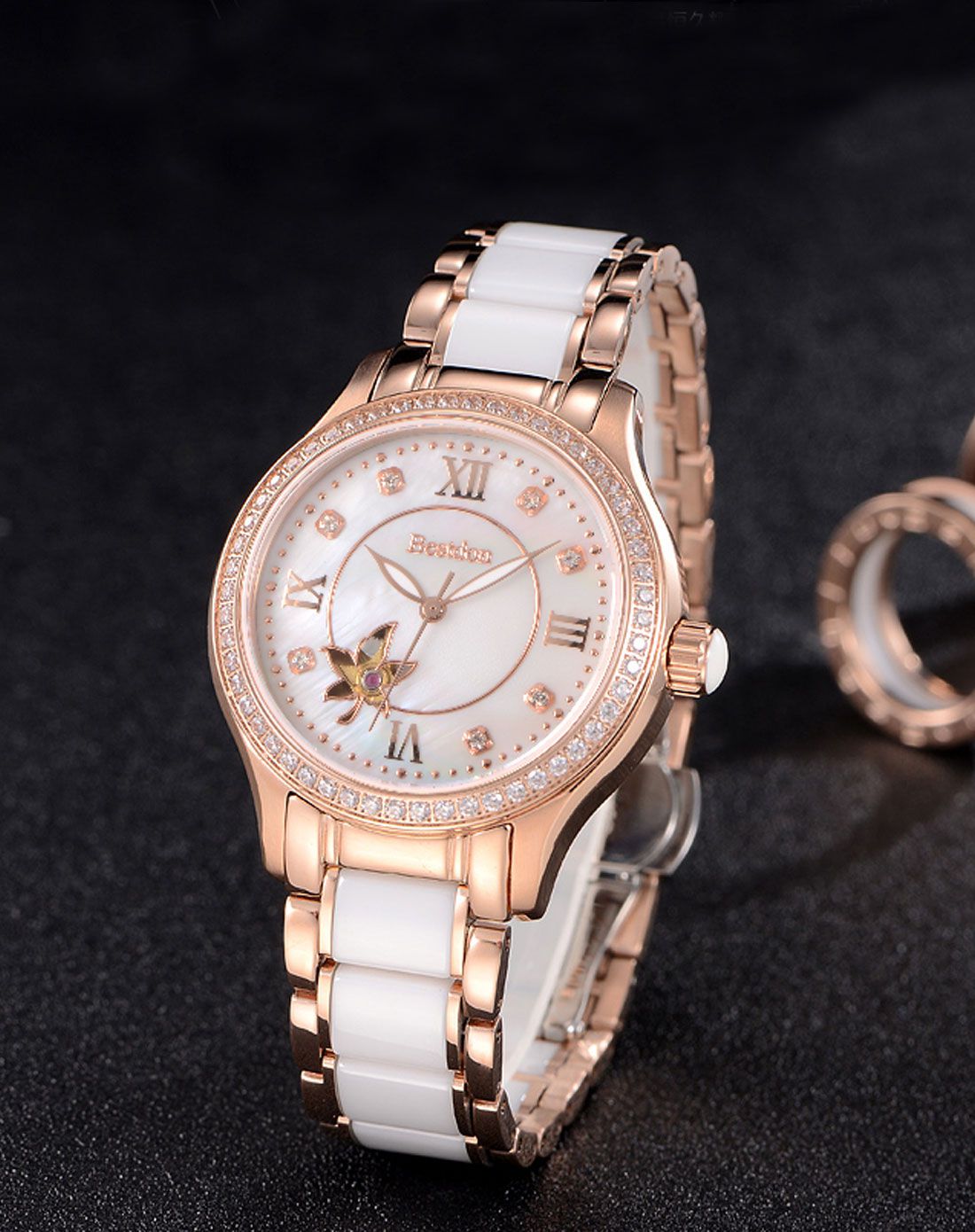 bestdon手表专场 邦顿【铂雅系列】 21钻全自动机械陶瓷女表