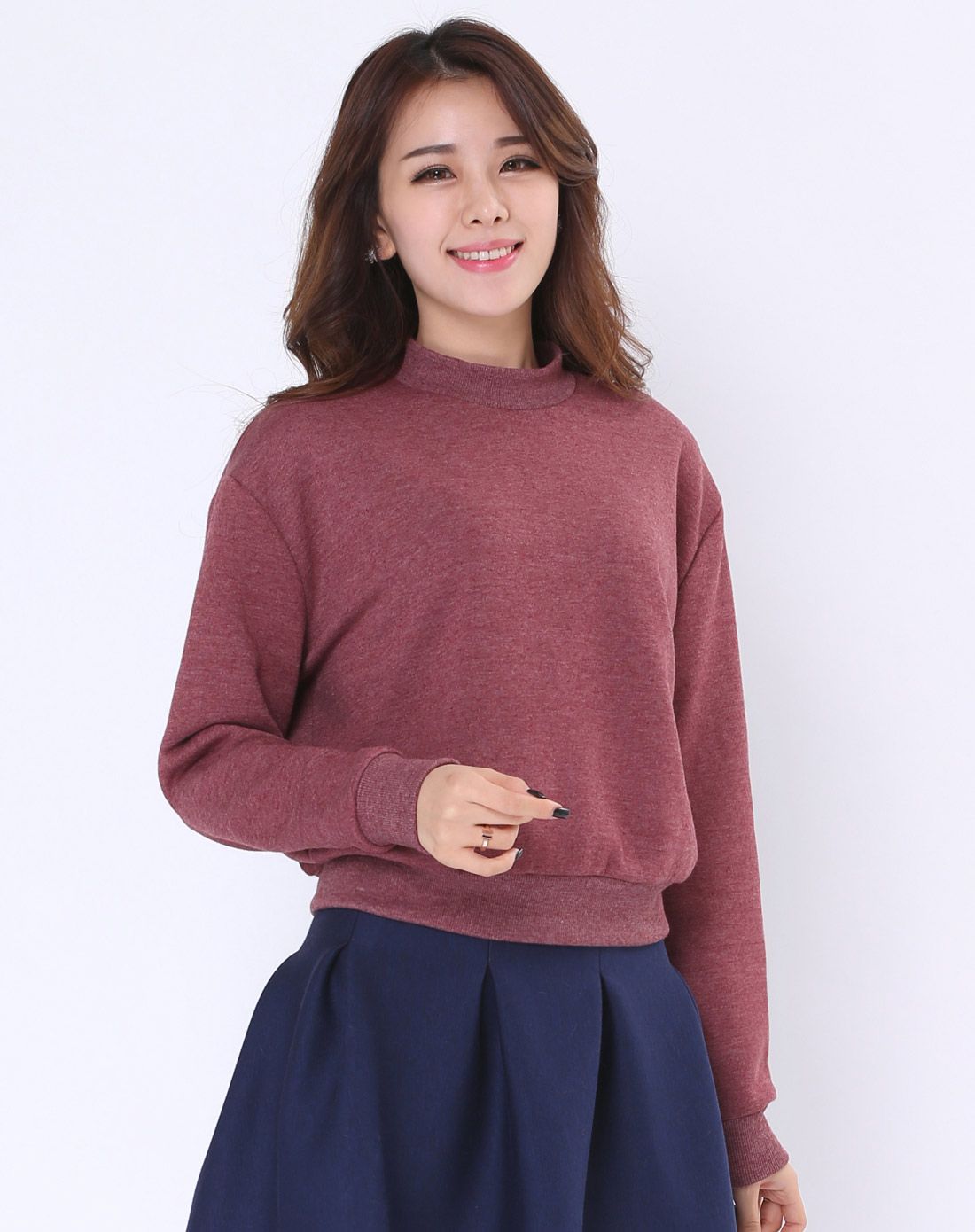 铁锈红简约短款卫衣