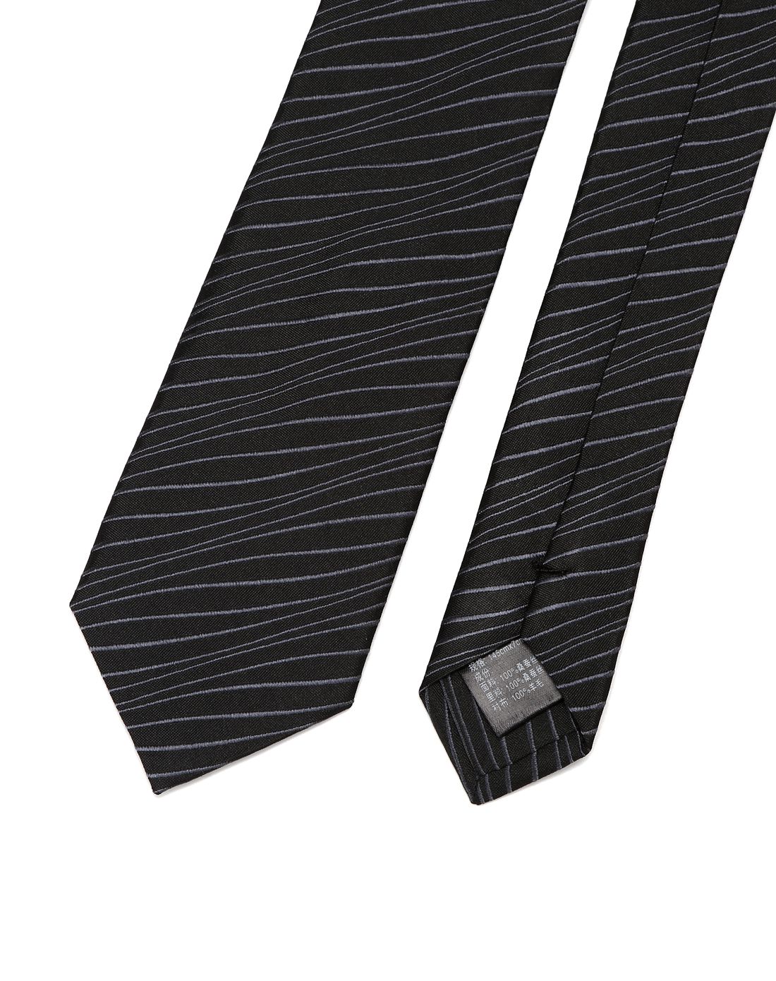 黑色纯桑蚕丝不规则斜纹商务领带