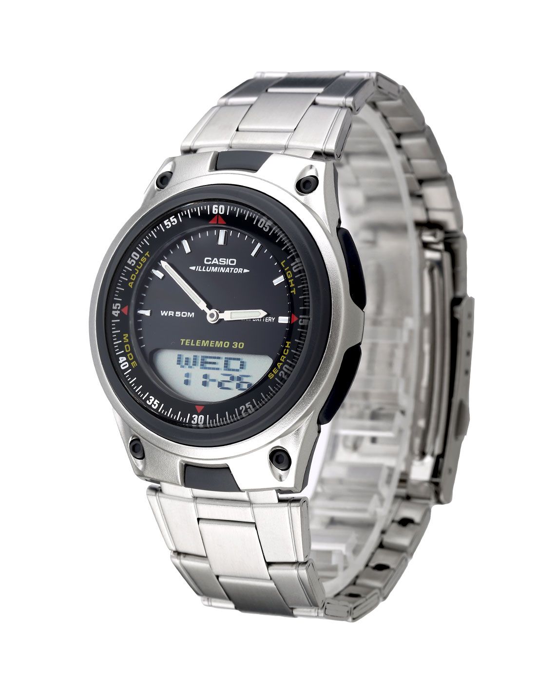 卡西欧 经典时尚多功能双显电子男表