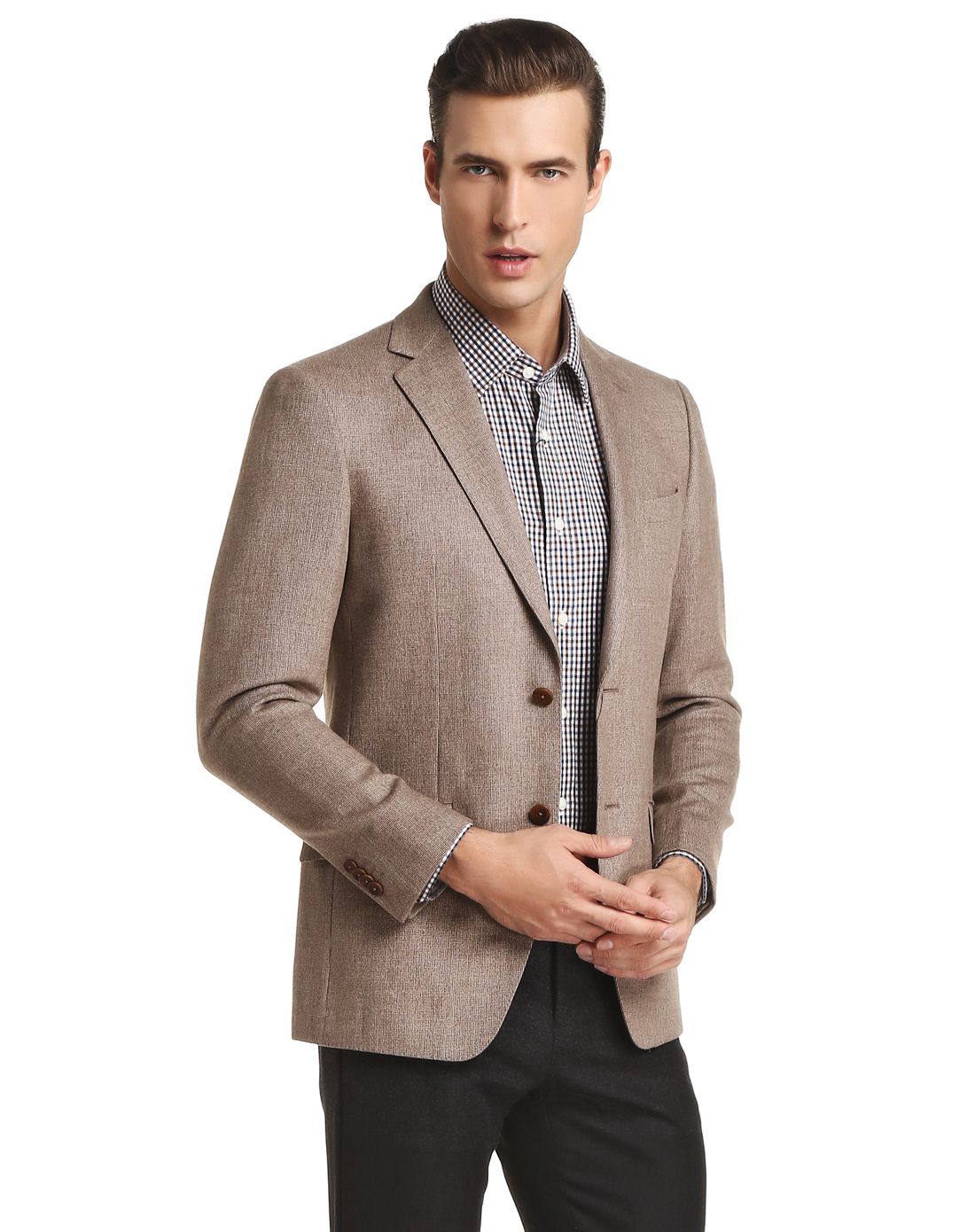 浅啡色稳重成熟长袖西服