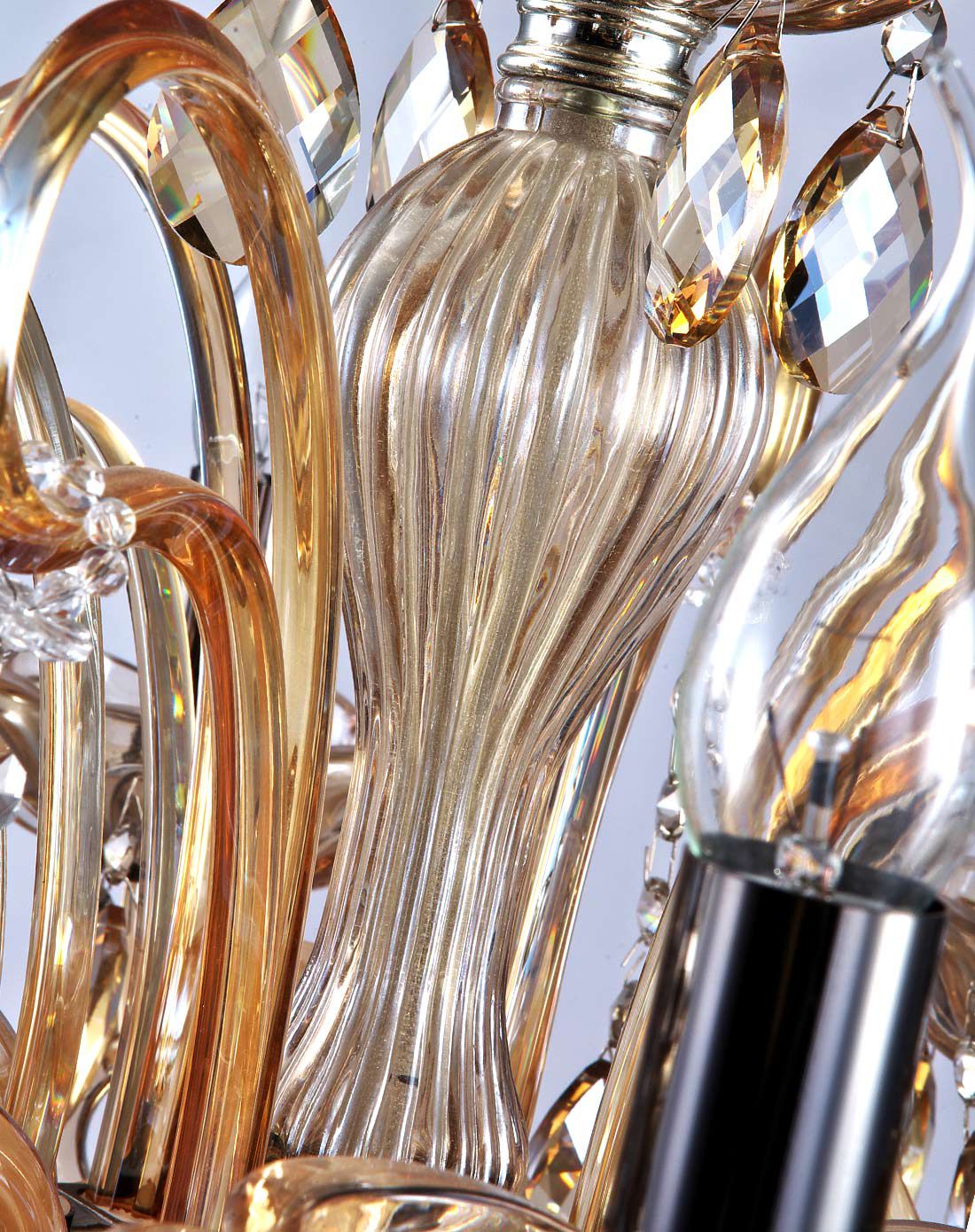 6头欧式干邑色水晶吊灯10-20平