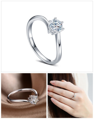钻石小鸟1克拉e色附gia证书白18k金钻石戒指共舞