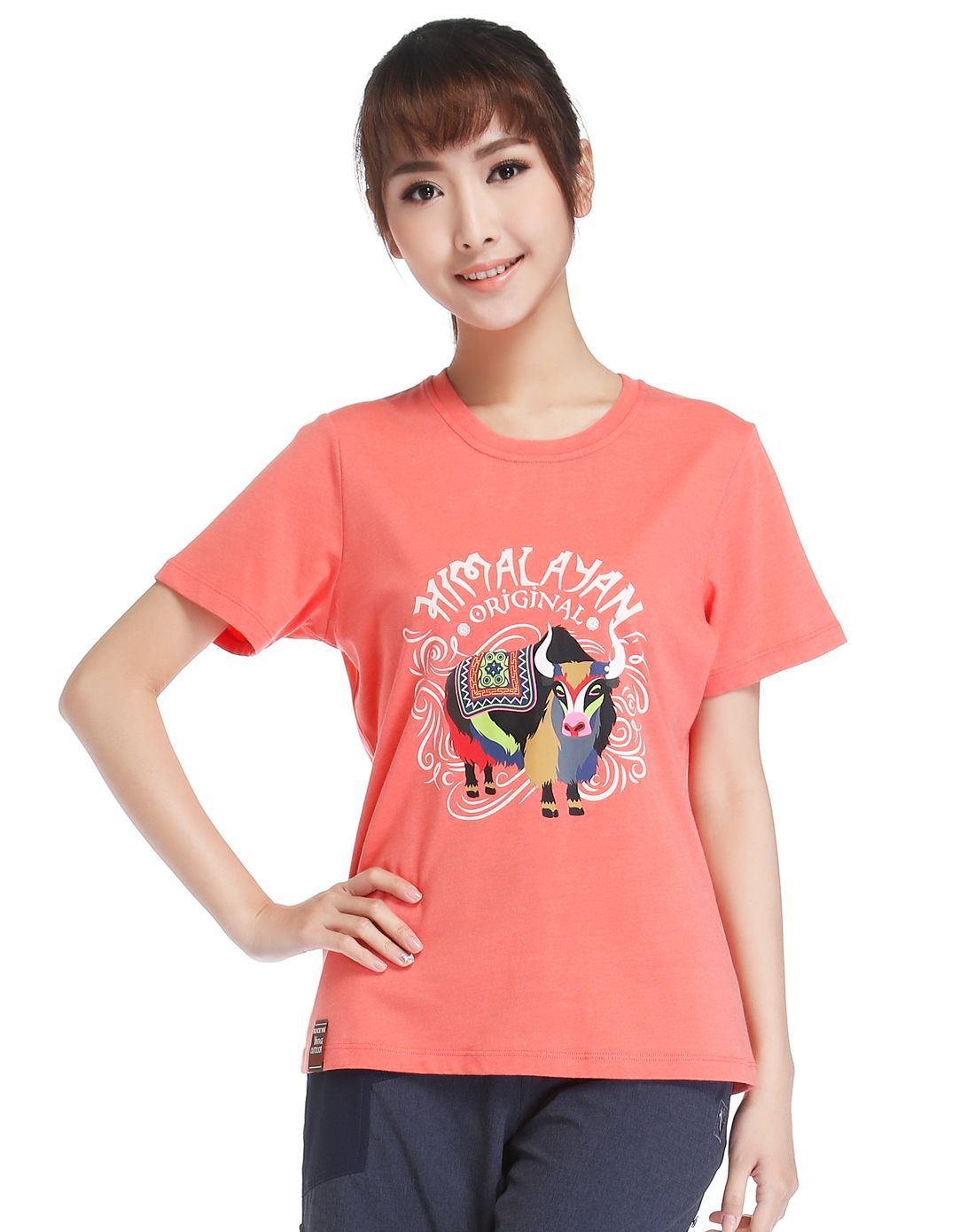 新潮柔软 女款卡通图案印花短袖t恤 徒步系列